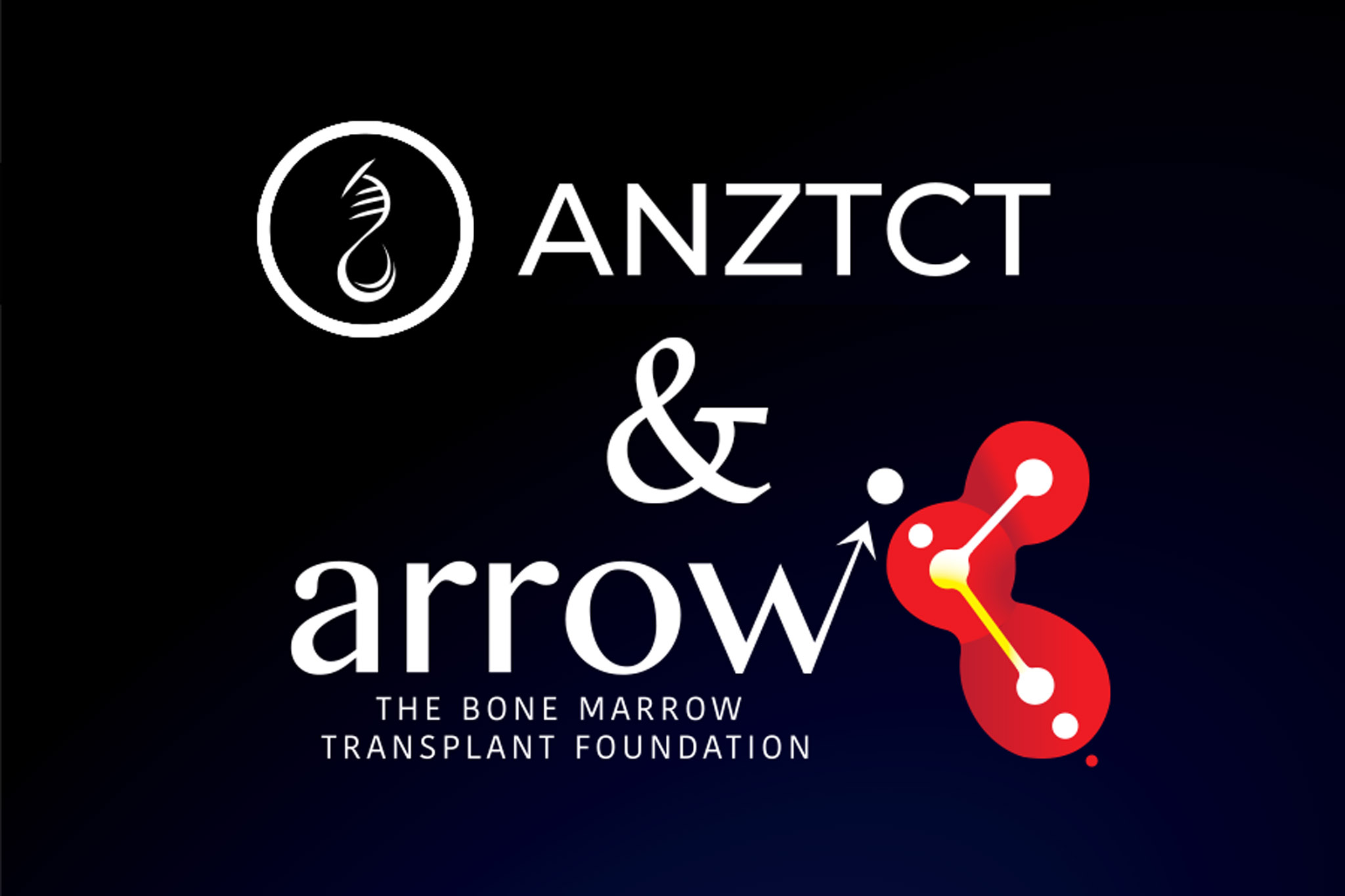 ANZTCT logo and ARROW logo on dark blue background