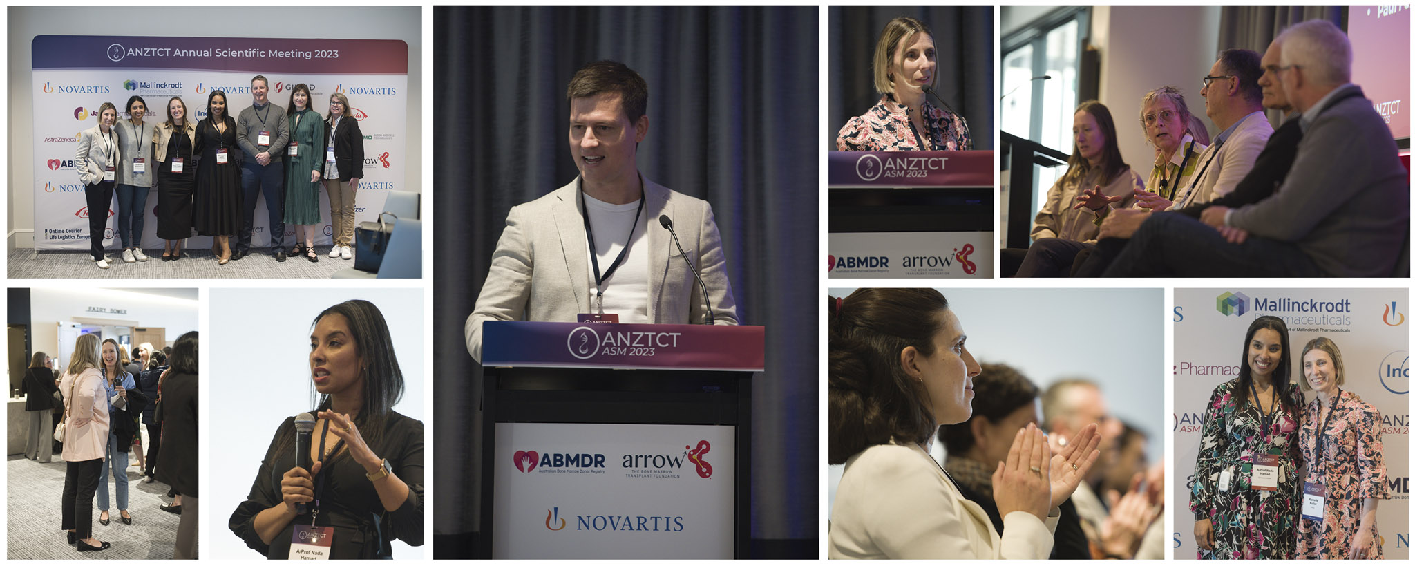 compilation of images showing scenes from the ANZTCT Scientific Meeting in Manly 2023, highlighting the cross-disciplinary collaboration of the conference