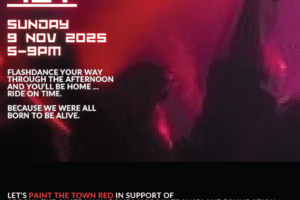 Funk Off 40+ party invitation for 9th November 2025