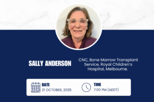 promotional graphic for webinar all about paediatric stem cell transplants